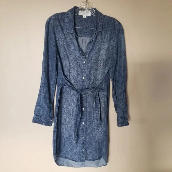 Anthropologie Cloth & Stone Printed Chambray Dress XS - Picture 13 of 14